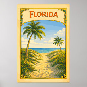 Póster Sendero de playa vintage de Florida