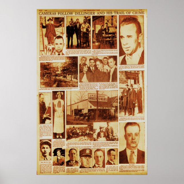 Póster Sendero del crimen de John Dillinger Enemigo públi (Frente)