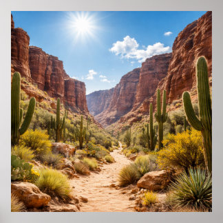 Póster Sendero del Desierto Entre Cañones Rocosos