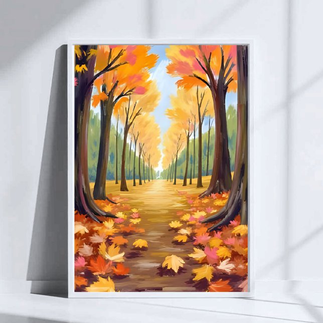 Póster Sendero forestal de otoño dorado con cálido follaj (Subido por el creador)