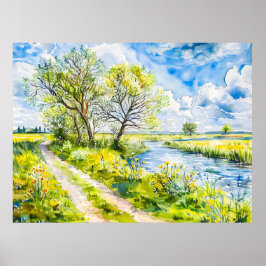 Póster Sendero mmer junto al Havel Havelland Estilo Acuar