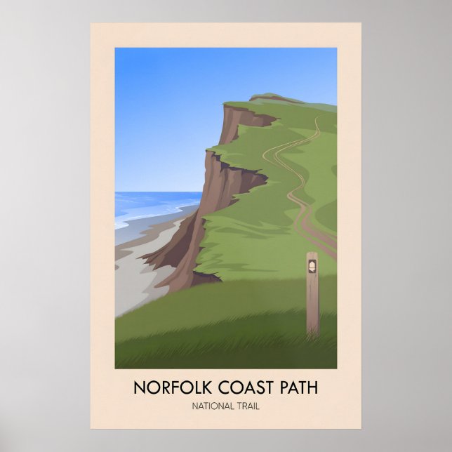 Póster Sendero Nacional de la Costa de Norfolk Viaje Mode (Frente)