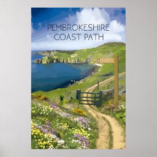 Póster Sendero Nacional de la Costa de Pembrokeshire Trav