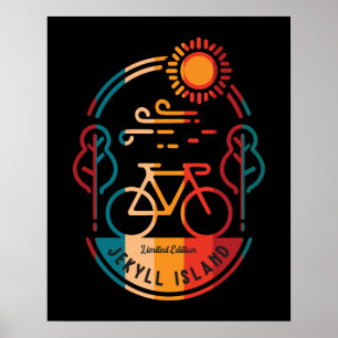 Póster Sendero Retro Jekyll Island Bicicleta