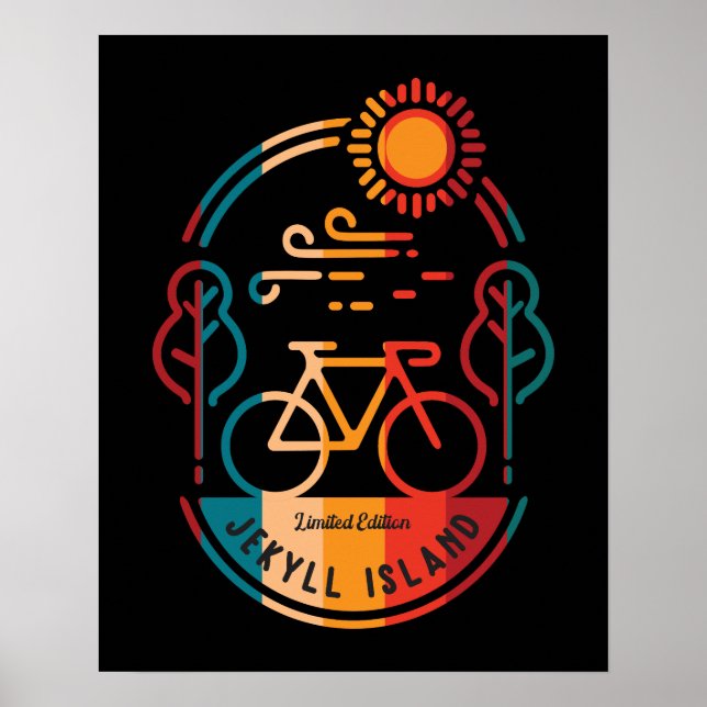 Póster Sendero Retro Jekyll Island Bicicleta (Frente)