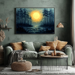Póster Sendero Sereno del Bosque a la Luz de la Luna con
