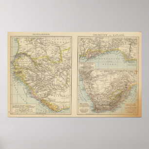 Póster Senegambien, Goldkuste, mapa del atlas de Kapland