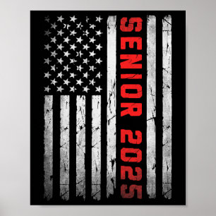 Póster Senior 2025 Patriotic American Flag Graduation Cl