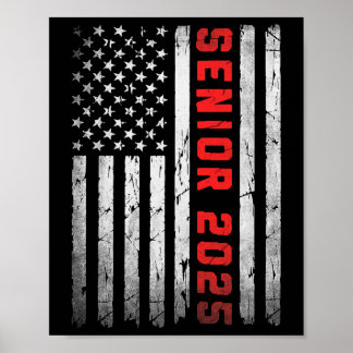 Póster Senior 2025 Patriotic American Flag Graduation Cl