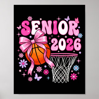 Póster Senior 2026 class of 2026 basketball coquette bow