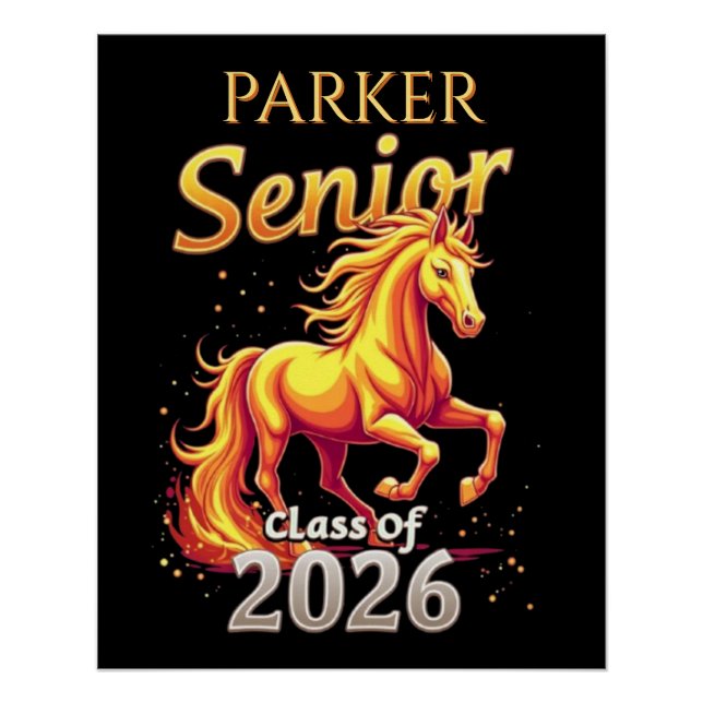 Póster Senior 2026 Graduation Personalized Fire Horse (Anverso)