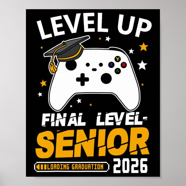 Póster Senior 2026 Level Up Final Graduation Grad Gaming  (Frente)