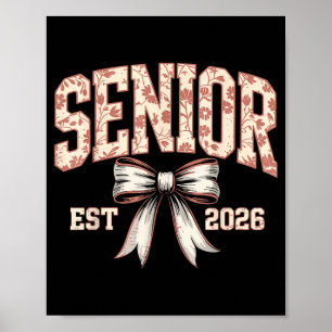 Póster Senior de 2026 coqueta lazo floral graduación