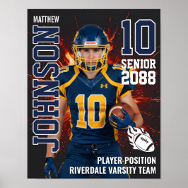 Póster Senior Football Photo Fire Background Sports