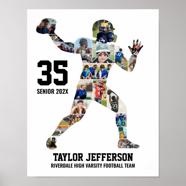 Póster Senior Football Team Photo Collage Custom Sports (Frente)