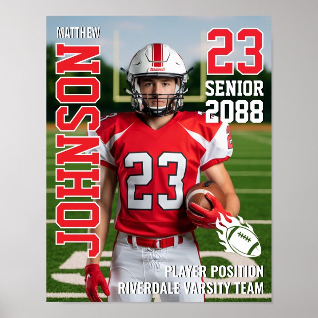 Póster Senior Football Team Photo Gift Sports Player (Frente)