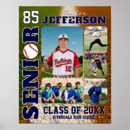 Póster Senior Night Baseball Player Sports Photo Collage