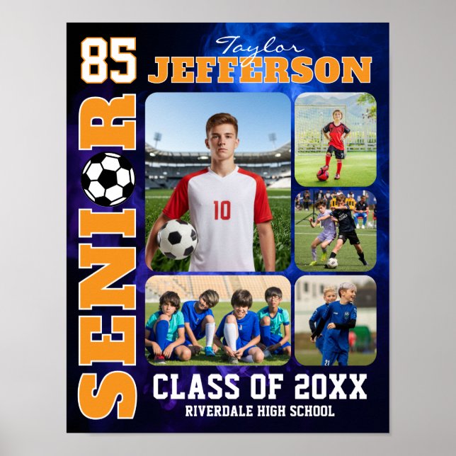 Póster Senior Night Soccer Player Sports Photo Collage (Frente)