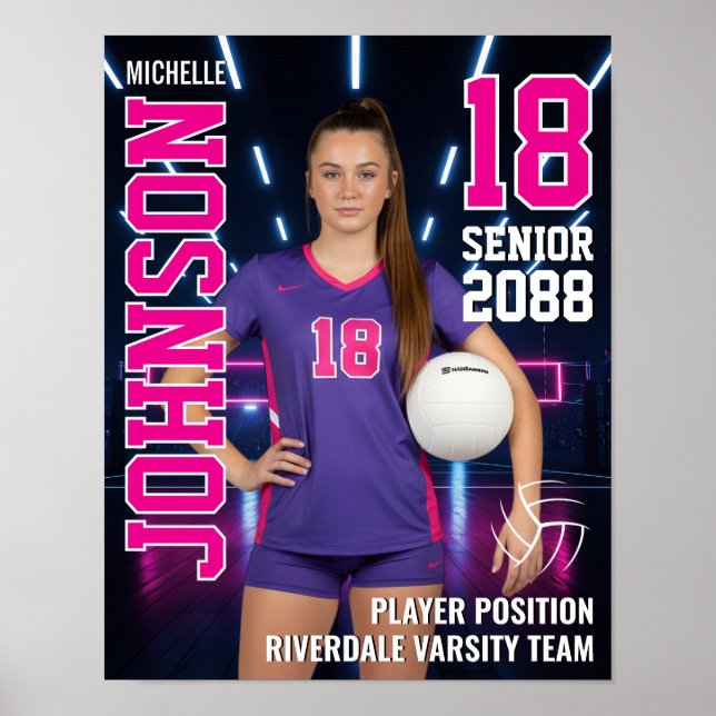 Póster Senior Volleyball Player Personalized Photo Sports (Frente)