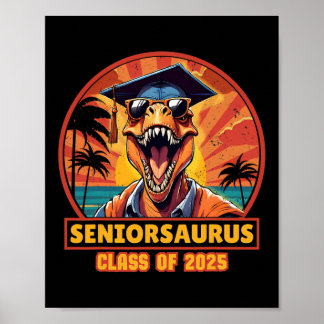 Póster Seniorsaurus Senior Cl De 2025 Funny Dinosaur Grad