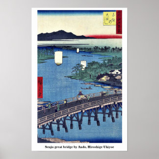 Póster Senju great bridge by Ando, Hiroshige Ukiyoe