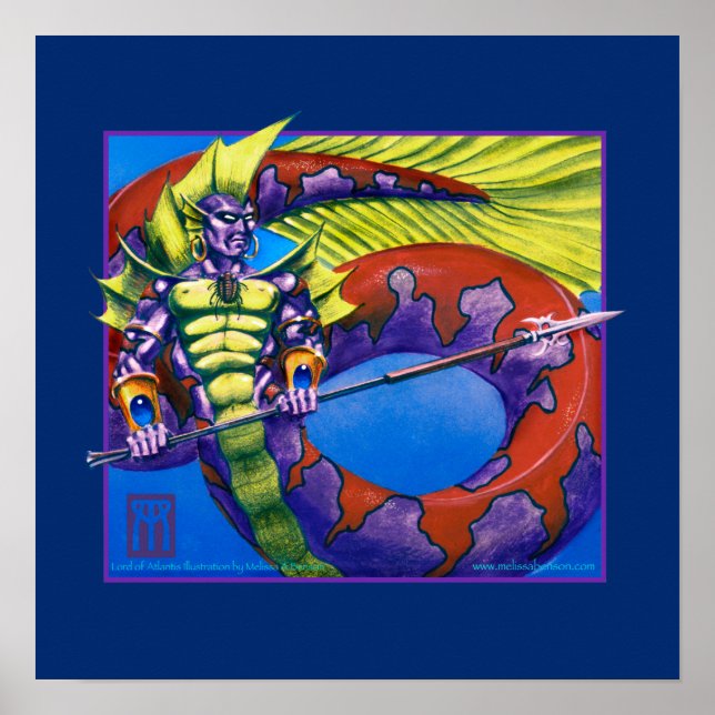 Póster Señor de la Atlántida en azul (Frente)