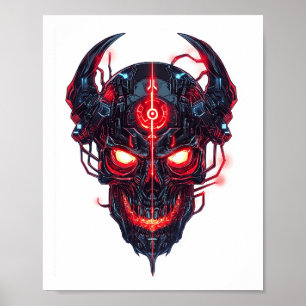 Póster Señor de la Calavera del Demonio Cibernético