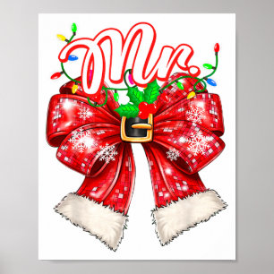 Póster Señor y Señora Parejas Coqueta Lazo Navidad Famili