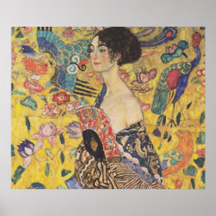 Póster Señora con la fan - Gustavo Klimt
