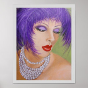 Póster Señora con plumas en el pelo