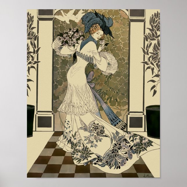 Póster Señora de Art Nouveau de la época victoriana (Frente)