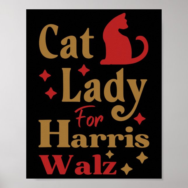 Póster Señora De Gato Sin Hijos Para Kamala Harris Tim Wh (Frente)