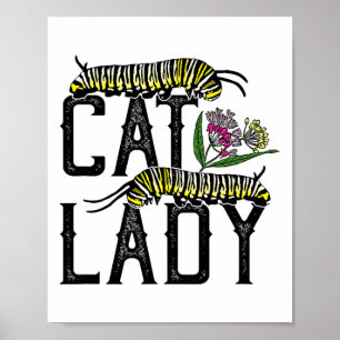 Póster Señora del gato - Funny mariposa monarca
