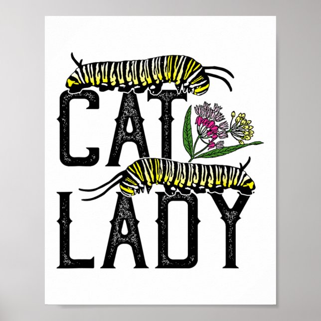 Póster Señora del gato - Funny mariposa monarca (Frente)