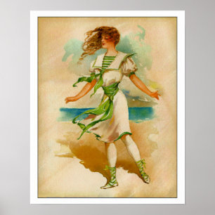 Póster Señora del Victorian en traje de baño