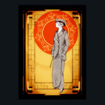 Póster Señora Elegante del Art Deco de la Vintage<br><div class="desc">Diseño Art Deco Vintage - Mujer elegante con un fondo decorativo.</div>