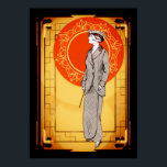 Póster Señora Elegante del Art Deco de la Vintage<br><div class="desc">Diseño Art Deco Vintage - Mujer elegante con un fondo decorativo.</div>