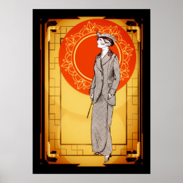 Póster Señora Elegante del Art Deco de la Vintage