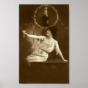 Póster Señora en Noche Vieja efímera