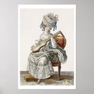 Póster Señora en un vestido del tafetán del tiro