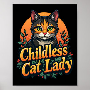 Póster Señora Gata Sin Hijos Amante de Gatos Divertida 2