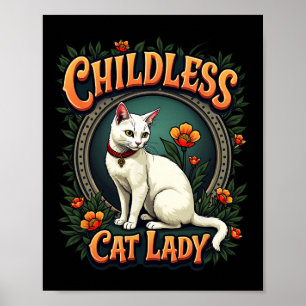Póster Señora Gata sin Hijos Funny Cat Lover 1 