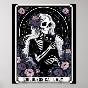 Póster Señora Gata Sin Hijos Tarjeta del Tarot de Esquele