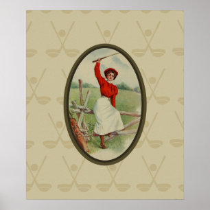 Póster Señora Golfing Art (dos) del vintage