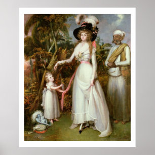 Póster Señora Graham de Kinross, su hija y de un Jamadar,