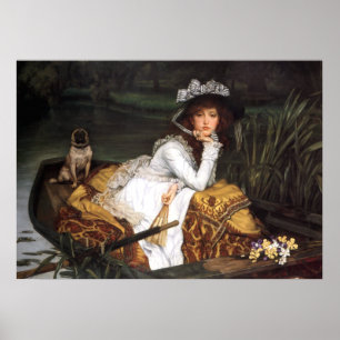 Póster Señora joven de Tissot y pintura antigua del barro