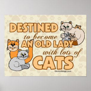 Póster Señora loca futura Funny Saying Design del gato