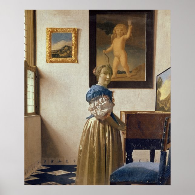 Póster Señora parada en el Virginal, c.1672-73 (Frente)