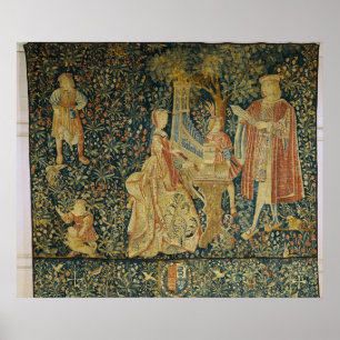 Póster Señora que juega el órgano portante de