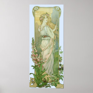 Póster Señora rubia en blanco